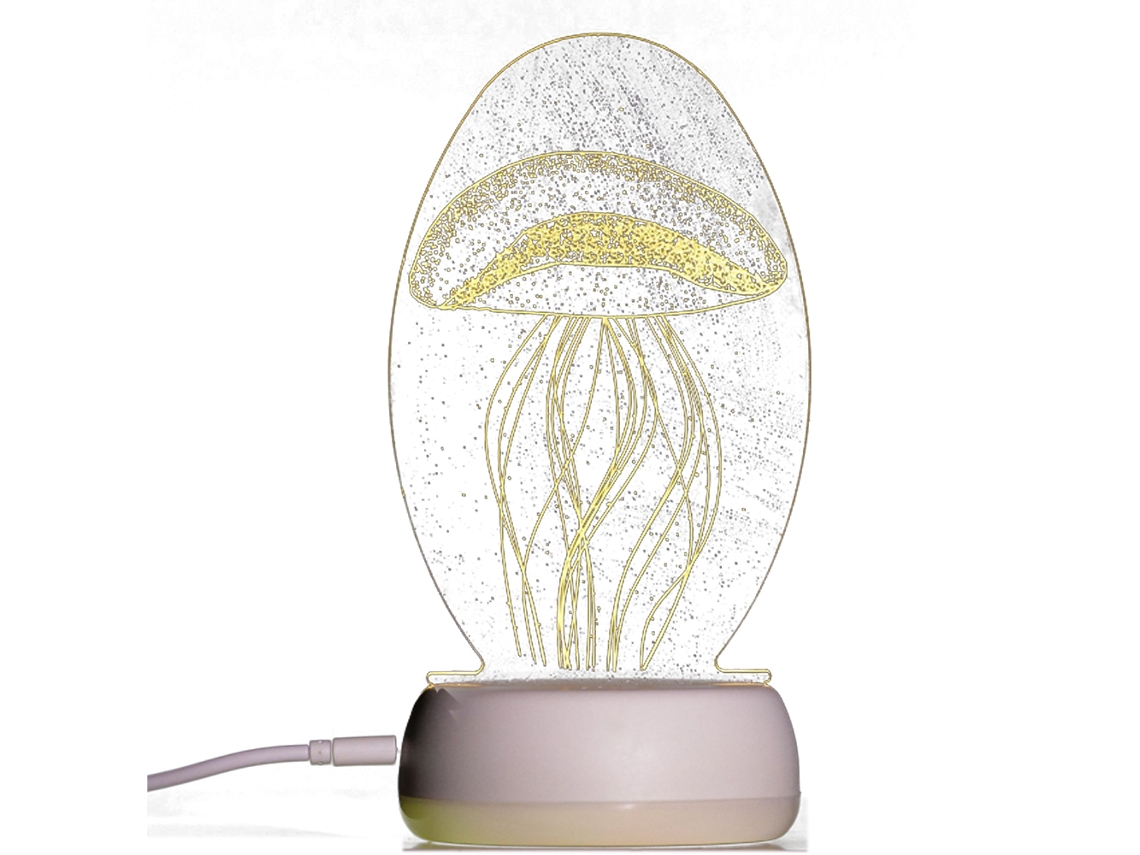 Luz Noturna 3D - Toque Brilhante Na Base - Água-Viva JEIIBRZUI