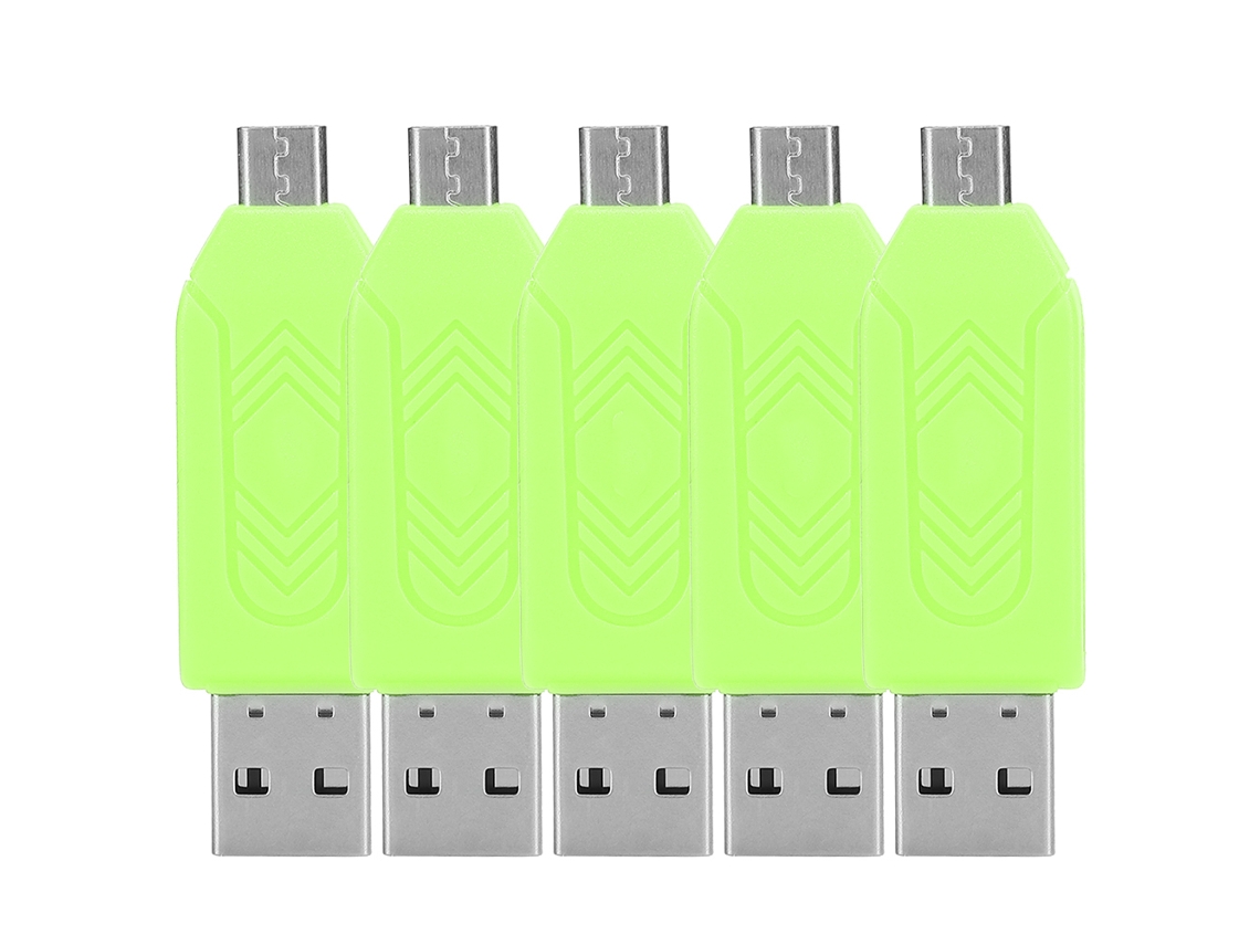 5pcs Leitor De Cartão Usb2.0 Otg Para Celular E Computador Dual Use Suporta Android Xiaomi Verde