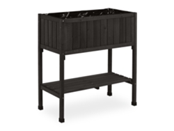 Relaxdays Huerto Urbano Madera De Abeto, Jardinera Con Balda, Arriate Balcón Y Terraza, 80x74x38 Cm, Negro