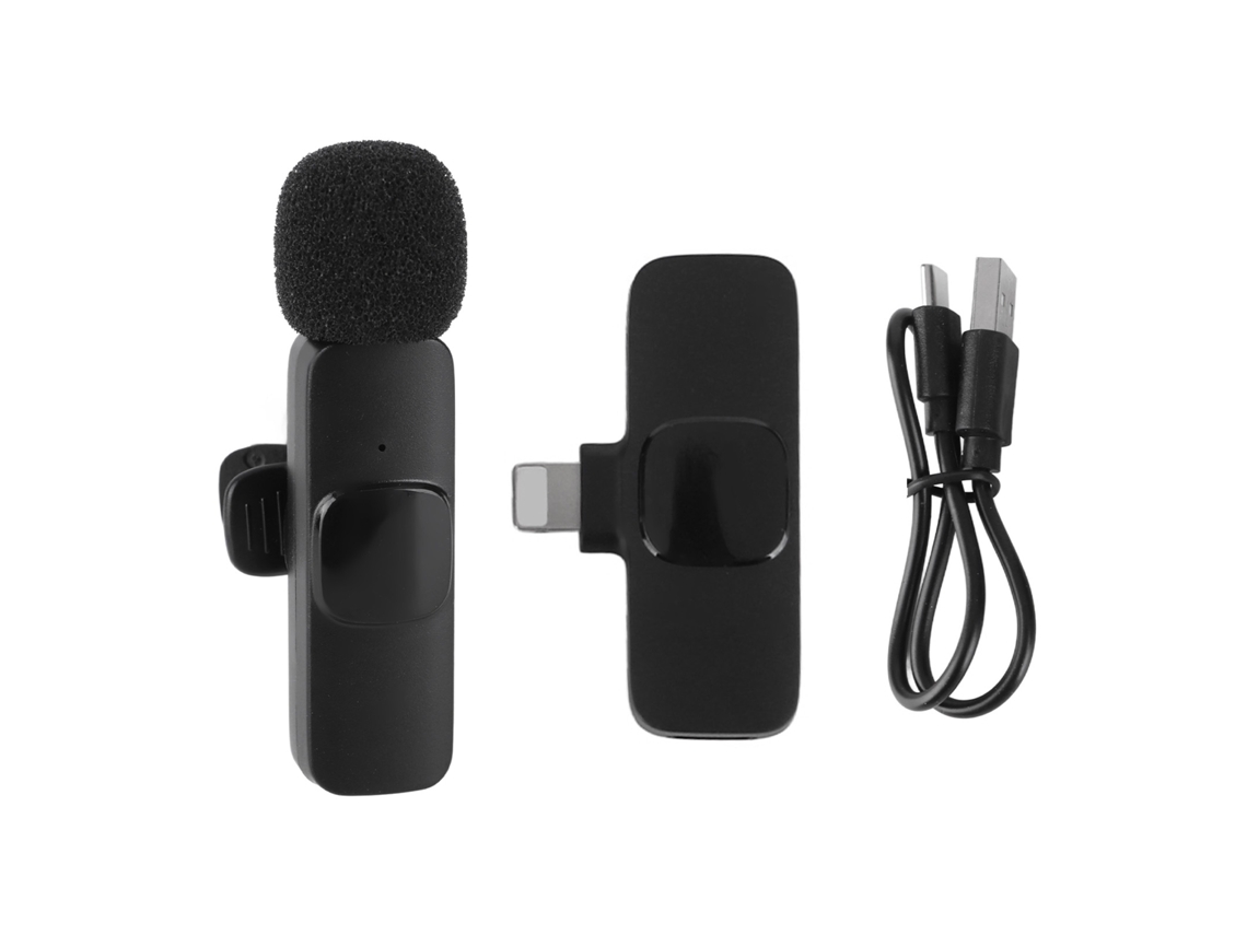 Micrófono Lavalier Inalámbrico (1 Transmisor A 2 Receptores, Batería Integrada)