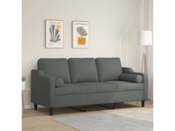 Sofá De 3 Plazas Con Cojines Tela Gris Oscuro 180 Cm