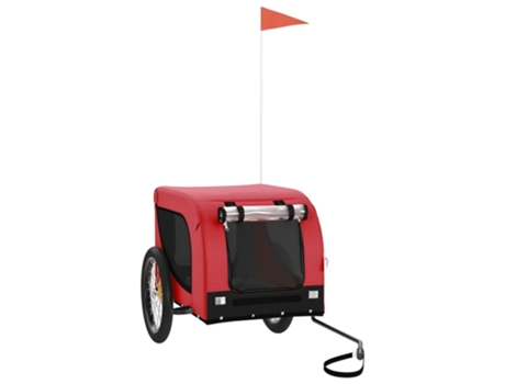 Remolque de bicicleta para perros hierro tela Oxford rojo negro VIDAXL