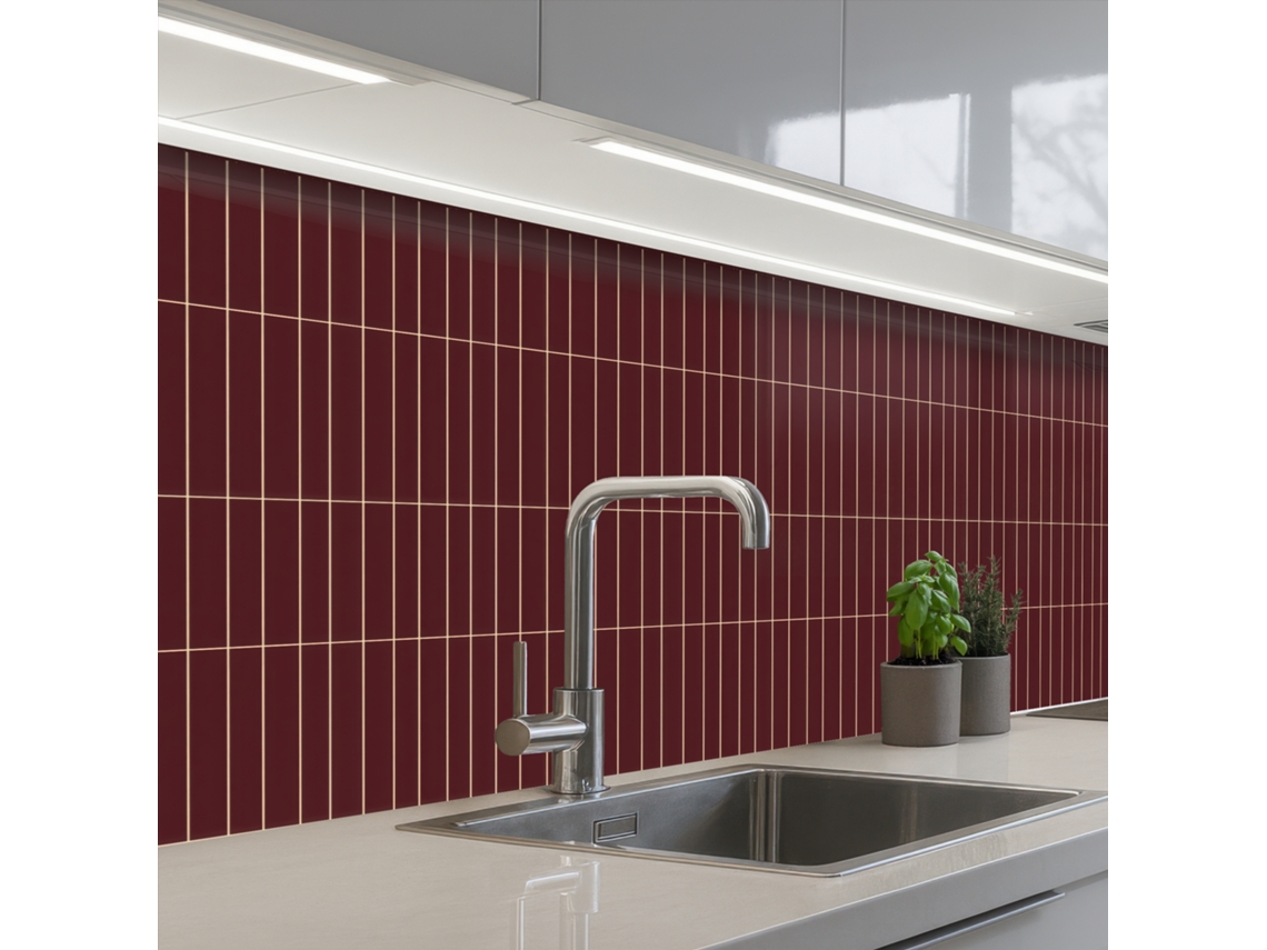 Salpicaderos De Cocina Líneas - Patrón - Burdeos 150x80 Cm