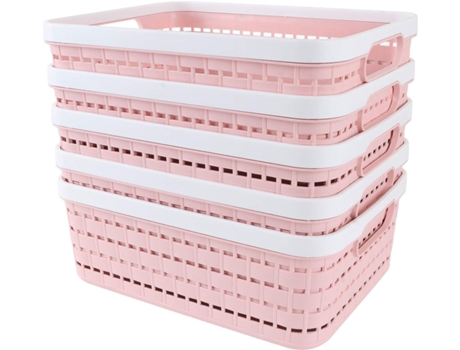 Paquete de 5 cestas de almacenamiento de plástico, caja de almacenamiento de plástico portátil para cocina, oficina, baño, armario, 29 mm x 215 mm ...