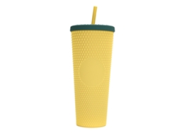 Vaso de plástico de 710 ml con tapa y pajita, vaso reutilizable para café helado y batidos JEIIBRZUI