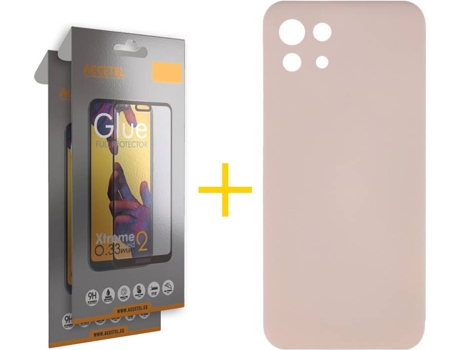 Kit Funda + 2 Protectores de Pantalla Xiaomi Mi 11 5G ACCETEL Liso Rosa