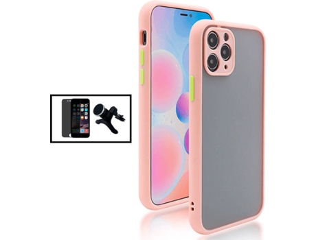 Kit Carcasa + Protector de Pantalla Privacidad + Soporte Magnético con Pernas iPhone SE 2022 G4M Rosa