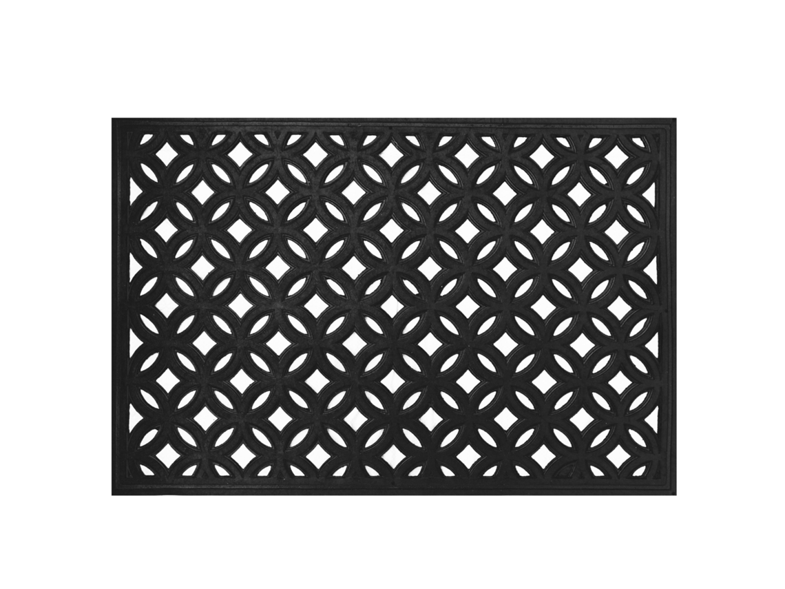 Relaxdays Felpudo 60 X 40 Cm, Resistente A La Intemperie, Antideslizante, Interior/exterior, Anillas De Goma, Negro