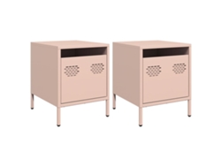 Maison Exclusive - Mesitas De Noche 2 Unidades Acero Rosa 35x39x43,5 Cm