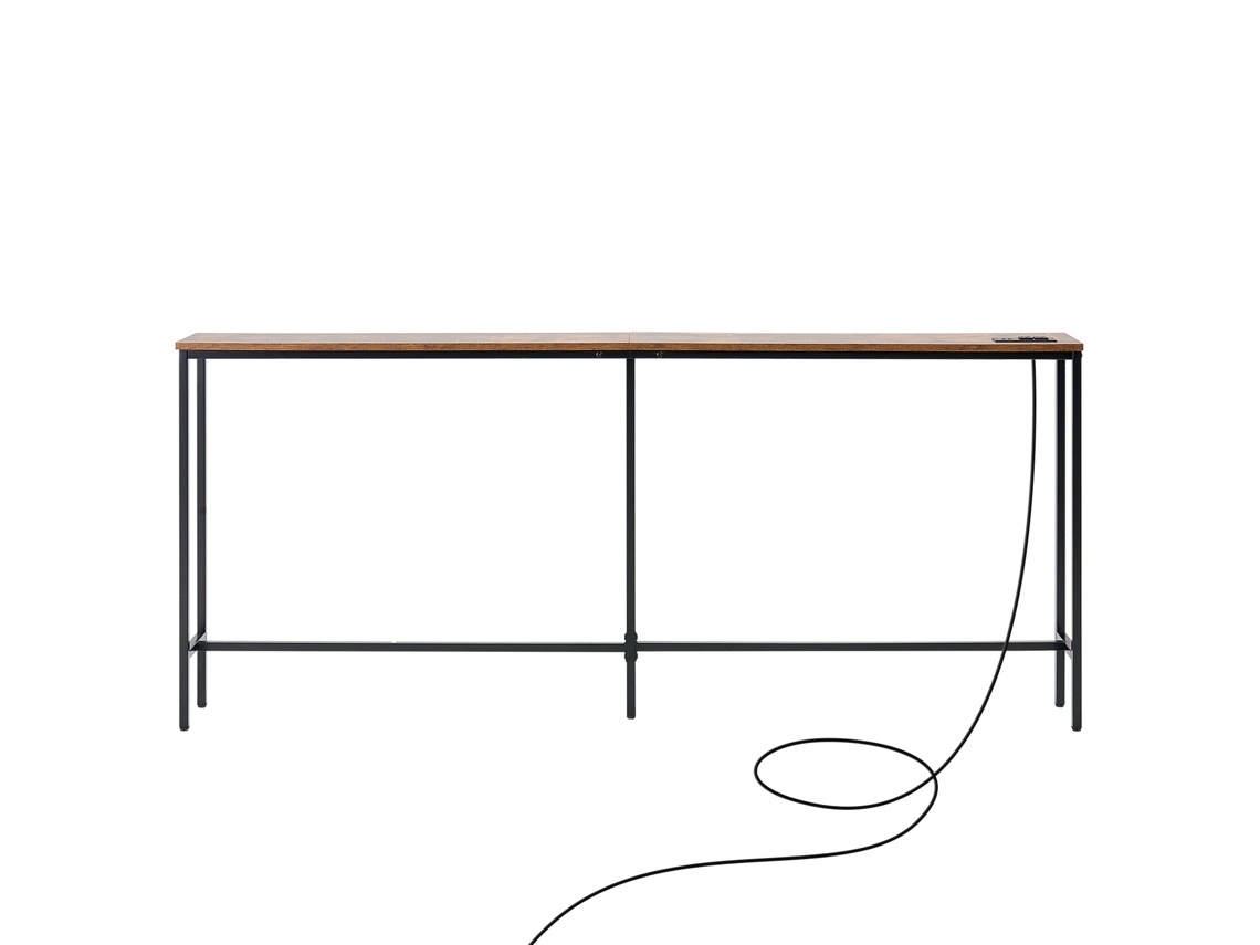 Consola estrecha de un solo nivel Succebuy, 180 x 20 x 80 cm, marrón y negro