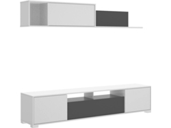 Composición de Salón TV con Puertas y Estante DKIT Ken (Blanco Brillo/Grafito - 180x200x41 cm)