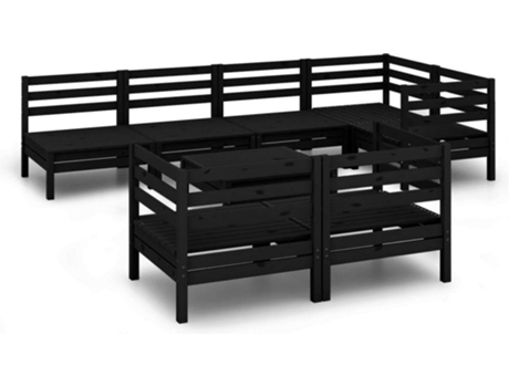 Conjunto 8 de muebles de jardín VIDAXL madera maciza de pino negro