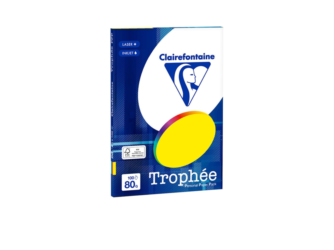 CLAIREFONTAINE Papel para Impresora A4 Trophée 80 g/m² Colores Surtidos Intensos Pack 100 Hojas