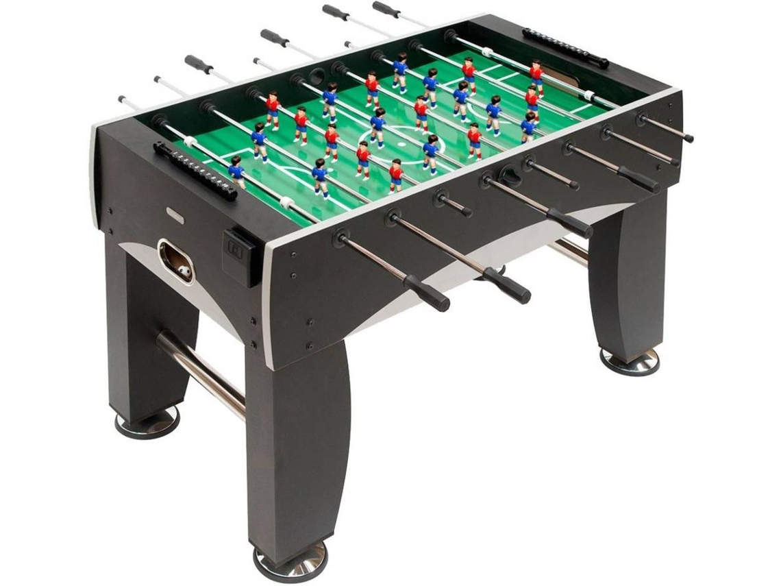 Devessport Mesa de Futbolín Semi‑Profesional Plata 139×73×87 cm con Niveladores y Portavasos