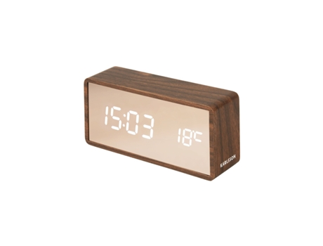 Reloj despertador de chapa de madera KARLSSON Copper Mirror LED