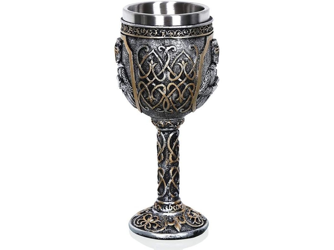 2026-copa Medieval Viking Caballero Rey Cruzado Gótico Acero Inoxidable Resina Regalo Decoración Oficina Hogar Bar