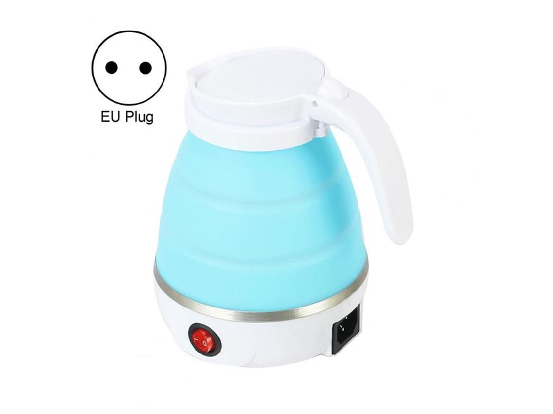Mini hervidor eléctrico plegable de silicona, capacidad de 0,6 l, potencia de 600 W (azul)