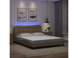 Estructura De Cama Con Luces Led Cuero Pe Capuchino 160x200 Cm