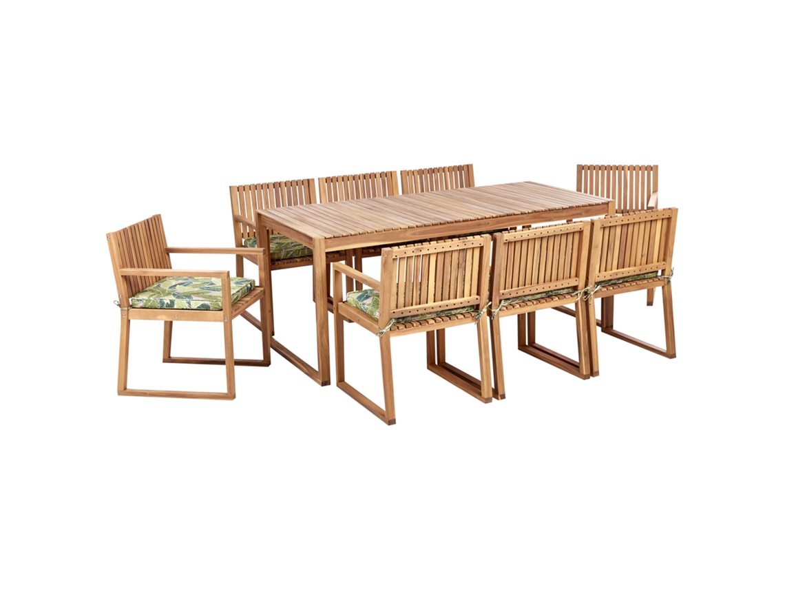 Conjunto de Comedor para 8 Personas BELIANI Sassari Ii de Madera de Acacia Con Certificado Fsc Madera Clara 180X90X75
