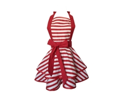 2026-33019-delantal Retro De Algodón Artesanal Para Mujer Niña Cocina Repostería Rojo
