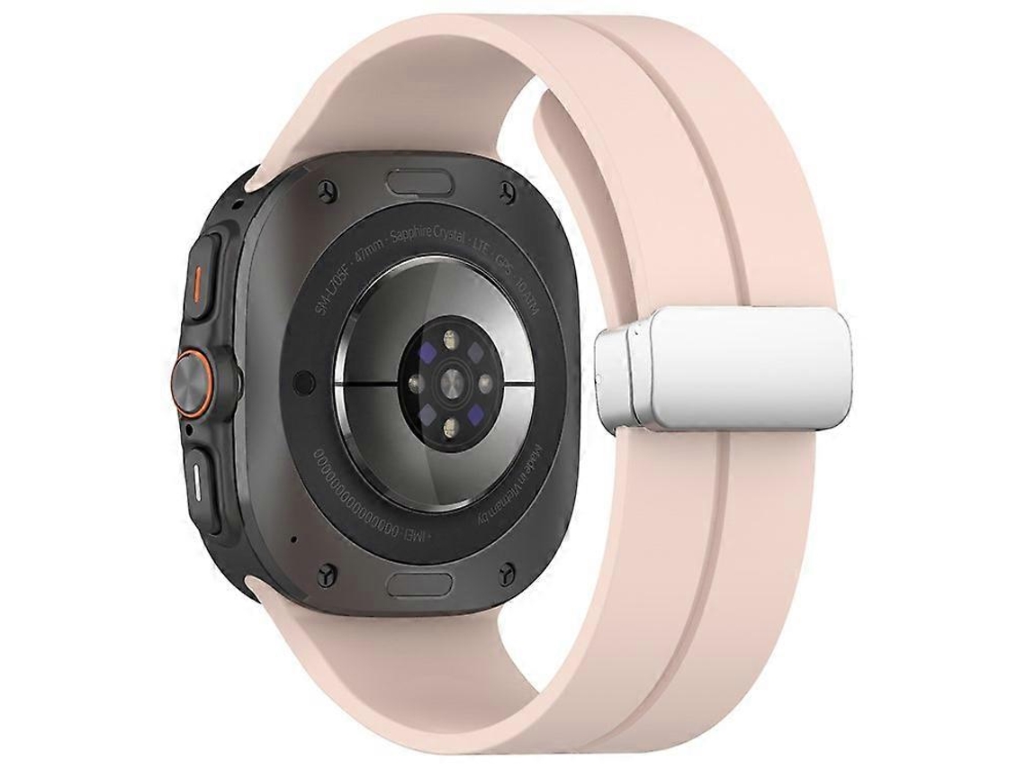 Correa de silicona para reloj inteligente Samsung Galaxy Watch Ultra de 47 mm con hebilla magnética plegable plateada Facpoet