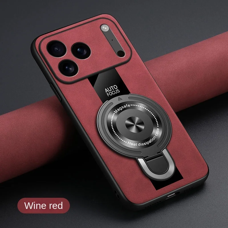 (rojo, Iphone 14 Pro Max) Funda Para Teléfono Con Acabado Mate De Fibra Táctil, Soporte De Anillo Magnético Y Protección A Prueba De Golpes.
