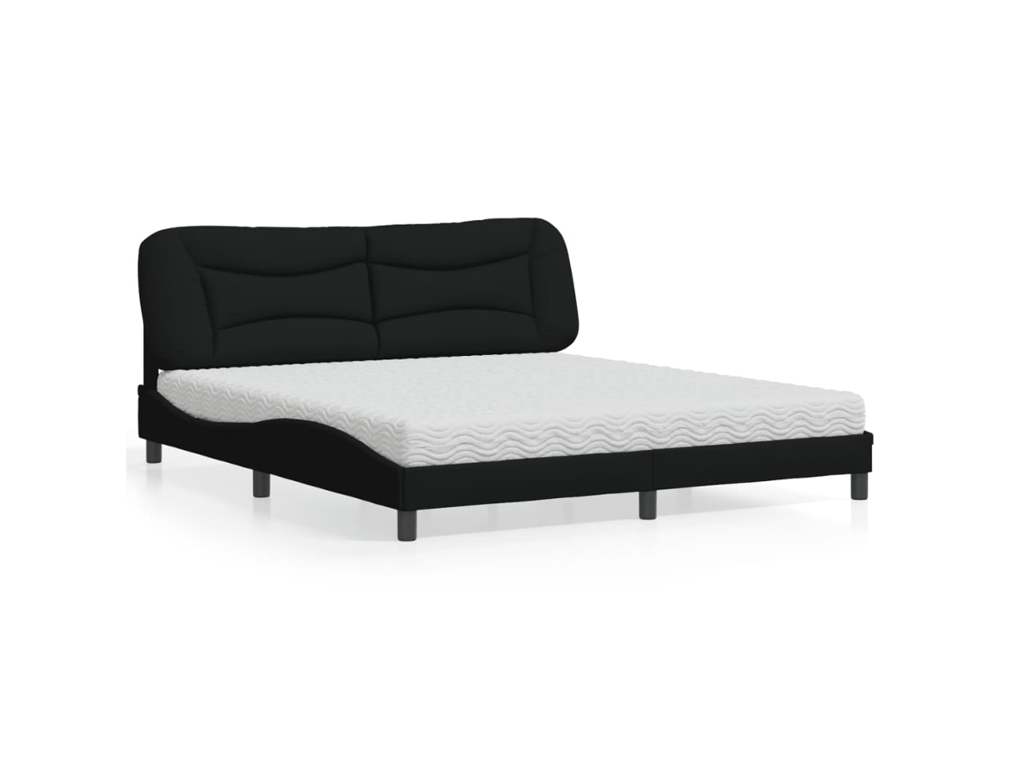 Cama Con Colchón De Tela Negro 180x200 Cm