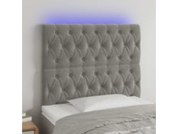 Cabecero Con Luces Led Terciopelo Gris Claro 100x7x118/128 Cm