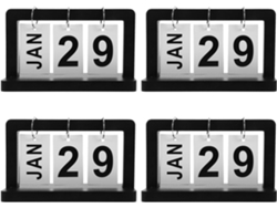 Calendario De Escritorio Perpetuo De Madera Oscura Con Páginas Abatibles, 4 Piezas Reutilizables,