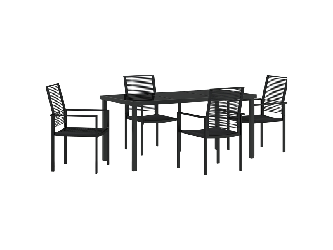 Conjunto de comedor de jardín Vidaxl de 5 piezas en ratán PVC negro