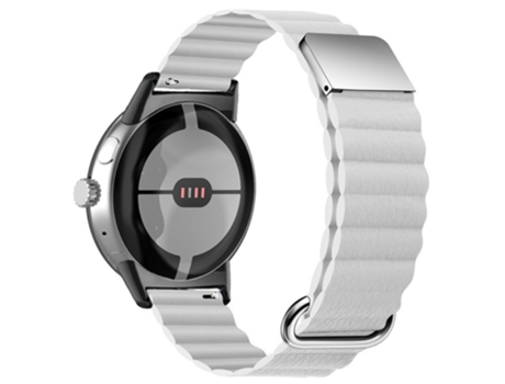 Correa de piel auténtica cierre rápido magnético con hebilla para Google Pixel Watch - blanco