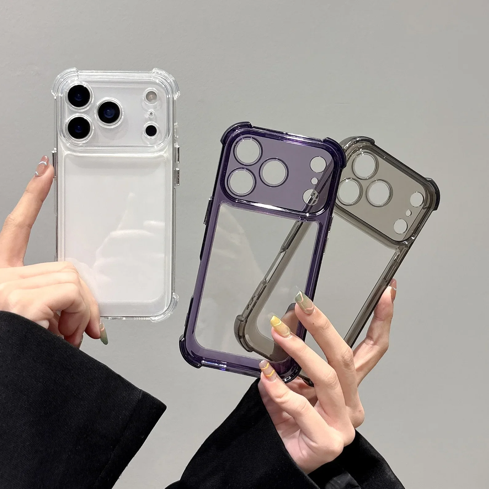 (iphone 16 Pro Max Negro) Funda Protectora A Prueba De Golpes Con Airbag En Las Cuatro Esquinas Y Marco Suave.