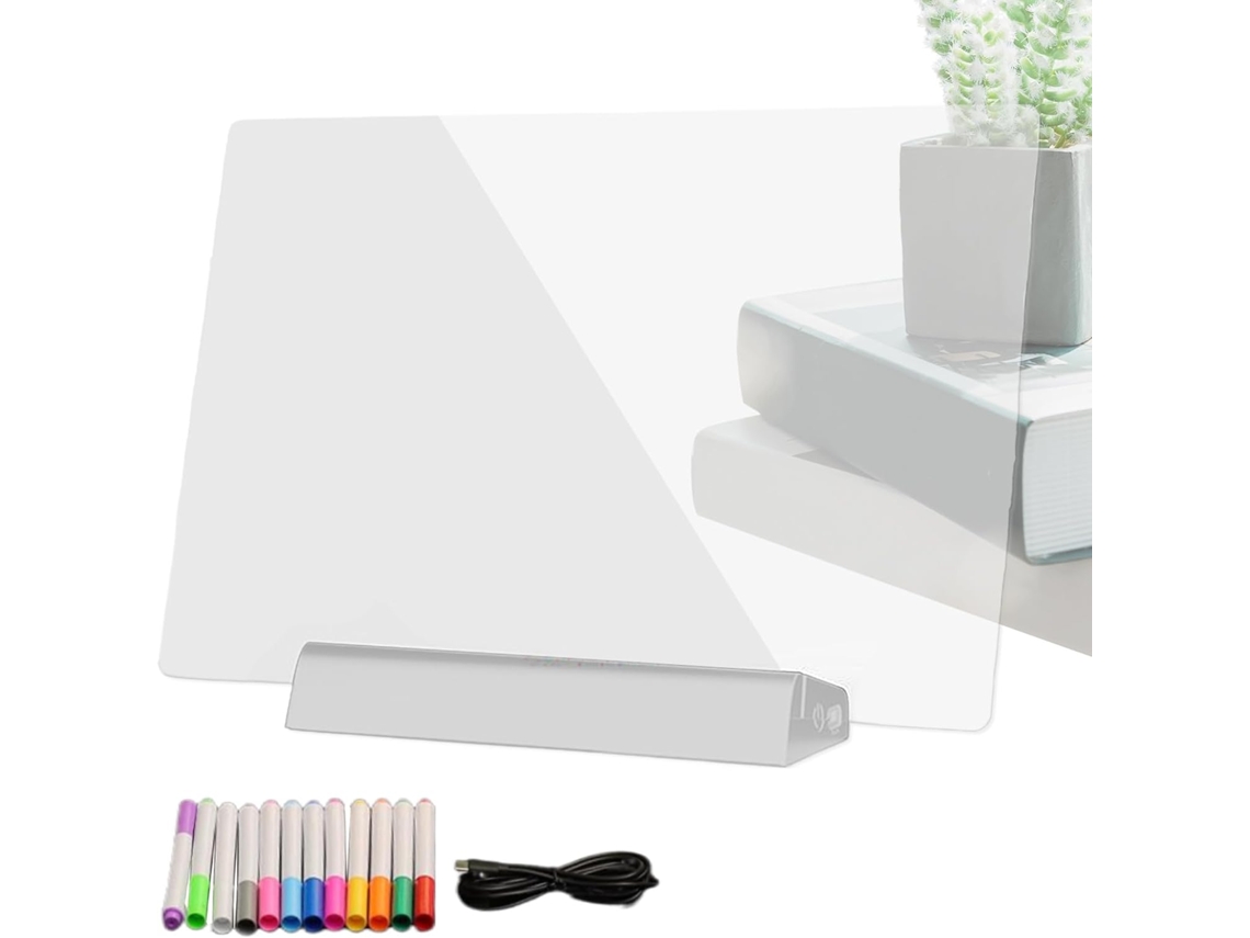 Lousa Digital Iluminada: Luz Plana Para Livros, Luzes Transparentes Apagáveis Com Caneta De 12 Cores, Lousas