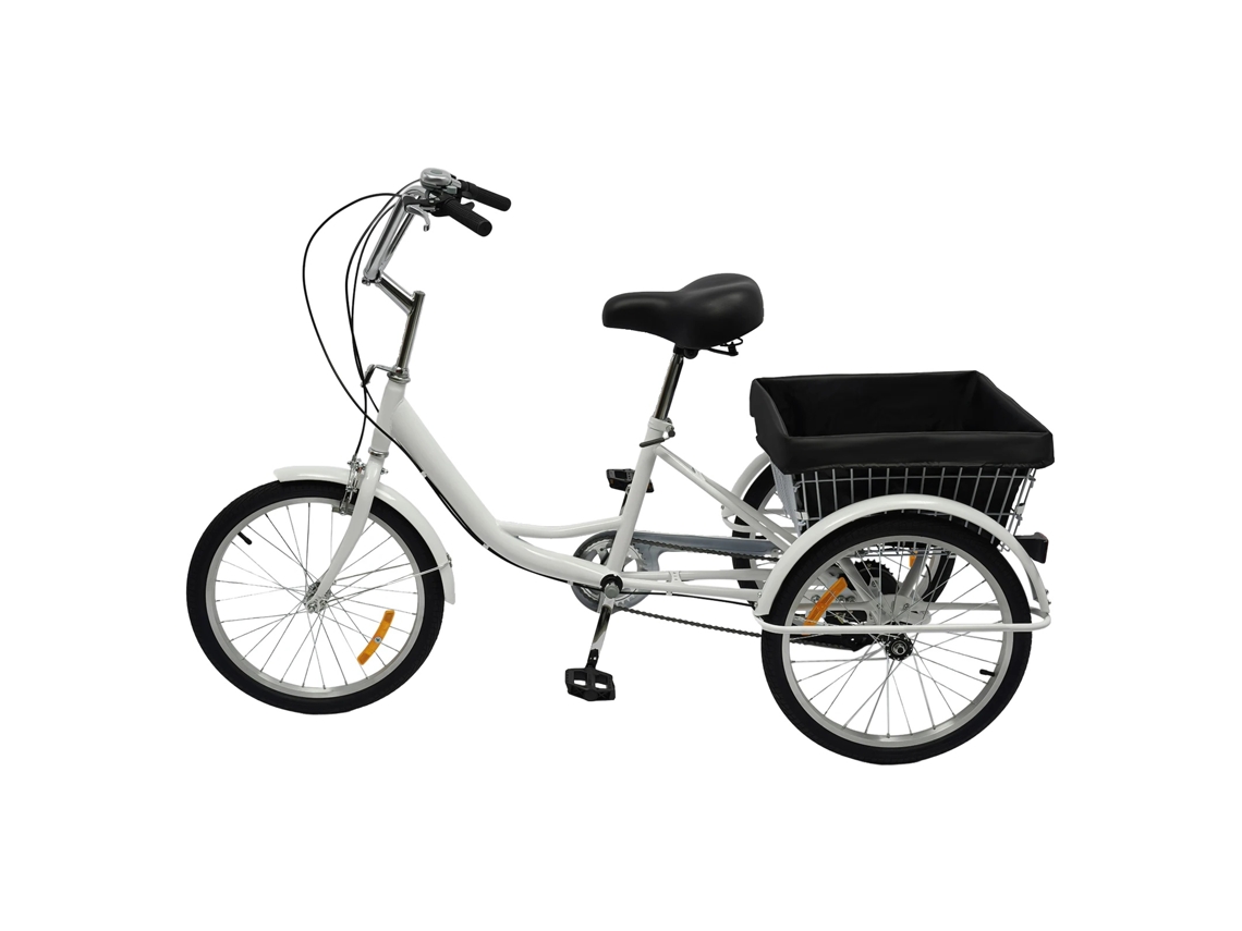 Triciclo para adultos, 8 velocidades, altura del asiento ajustable, color blanco OEM