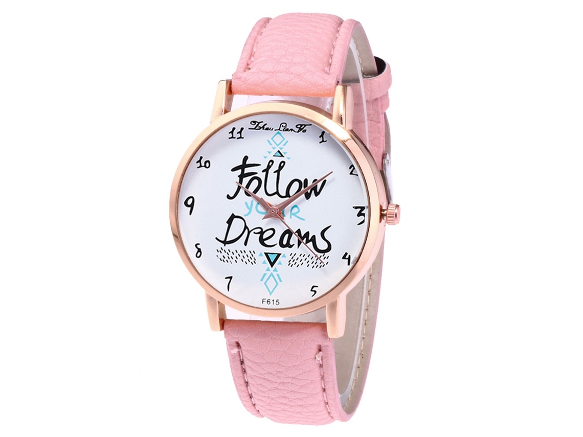 Reloj De Pulsera Analógico De Cuarzo Para Mujer Con Correa Sencilla Clásica De Pu Rosa.