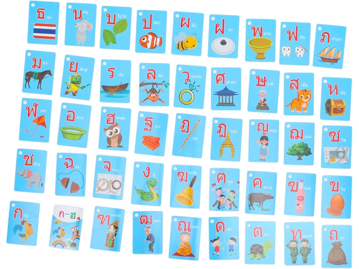 Tarjetas de aprendizaje de tailandés para niños en edad preescolar, 90 unidades, paquete de 2 cajas CHABERLU