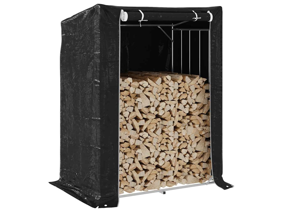 Leñero con protector de lluvia 150x100x200 cm acero galvanizado LOVELY HOME
