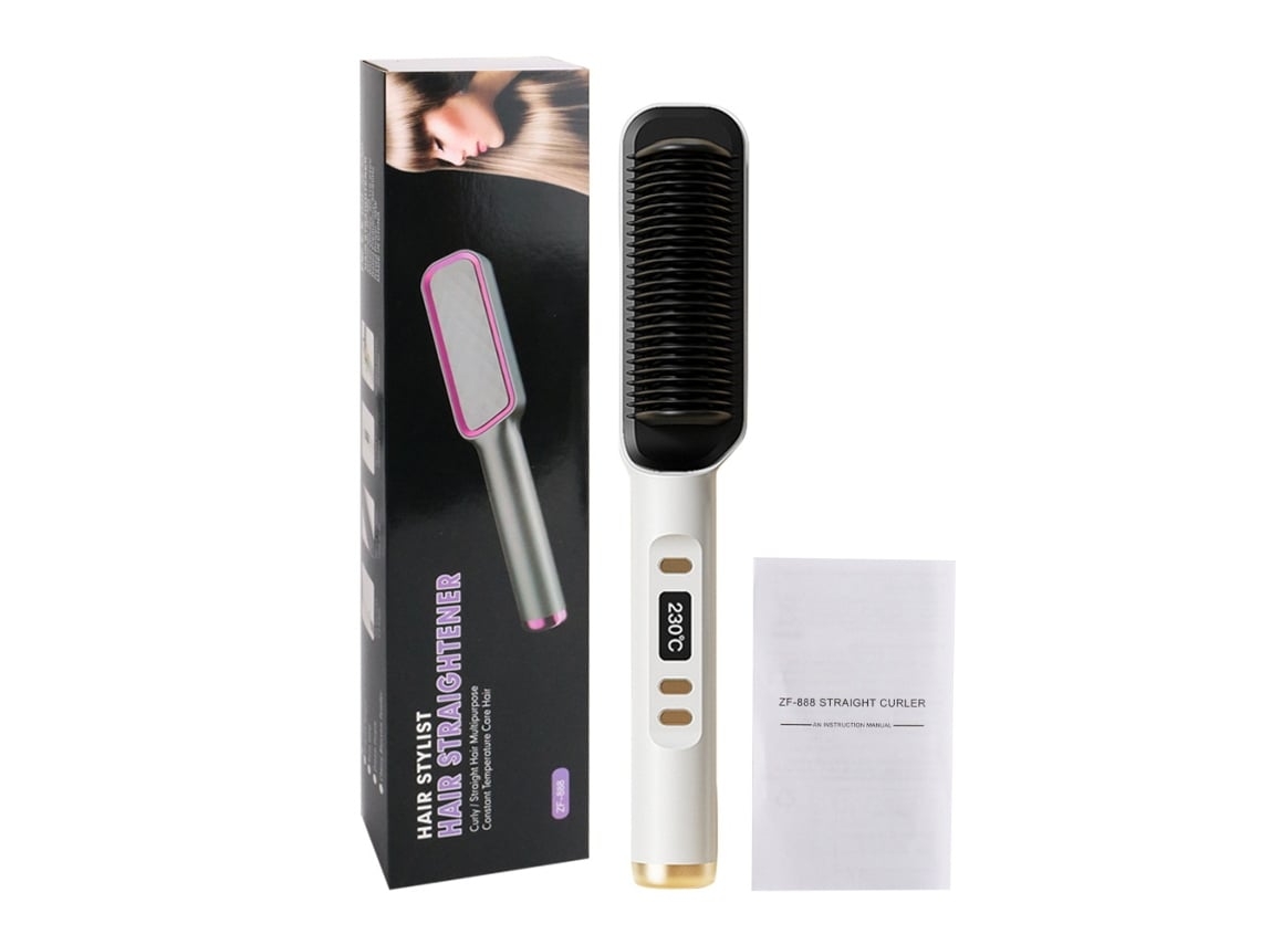 Peine De Alisado Y Modelado 2 En 1 De Iones Negativos De 220 V Calentamiento Rápido Cuidados Profesionales Con El Cabello Gusshious Blanco