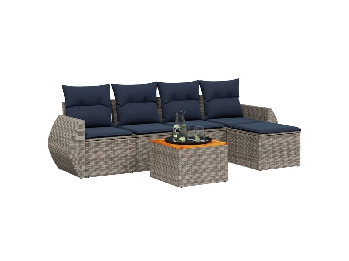 Maison Exclusive - Conjunto De Sofá De Jardín De 6 Piezas Con Cojines, Poliratán Gris