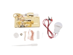 Modelo De Motor Stirling Con Luz Led Y Volante - Juguete Educativo - Generador De Electricidad - Dorado