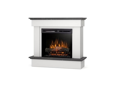Chimenea LED eléctrica independiente TORMES 23' Blanco mate / mármol negro 100,5 x 89 x 33,5 OUTINFIRE