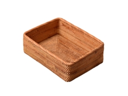 Cesta rectangular de mimbre para almacenar frutas, 30 x 20 x 8,5 cm, 1 unidad