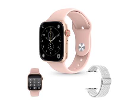 Smartwatch KSIX Urban 4 Rosa Correa Nylon Gris Claro, Pantalla IPS curva 2,15, Aut. 5 días, Llamadas, Asistentes de voz