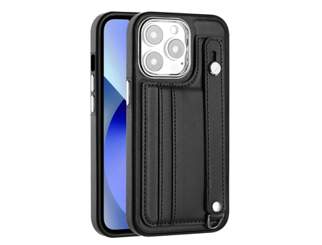Funda Mobile Phone Cases Shockproof With Wrist para iPhone 13 Pro Piel Marrón