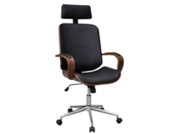 Silla de oficina giratoria madera curvada y cuero artificial