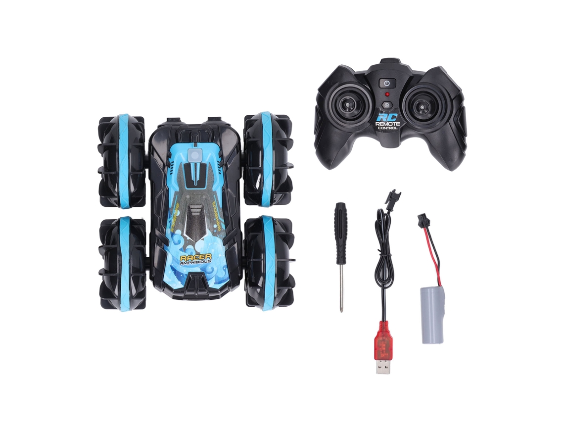 Bj-carro De Controle Remoto Anfíbio 2.4g Com Rotação De 360 Graus Veículo Aquático E Terrestre Azul