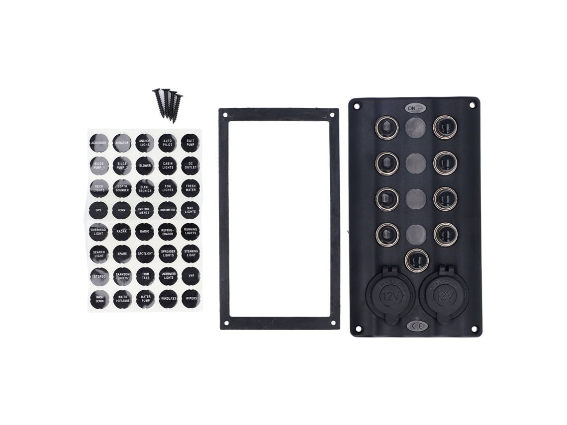 Panel De Interruptores De Palanca De 4 Vías Con 2 Tomas De Mechero Empotradas, 12 V, Resistente Al Agua Ip65, Precableado Para Barcos, Yates, Autocaravanas Y Autobuses.