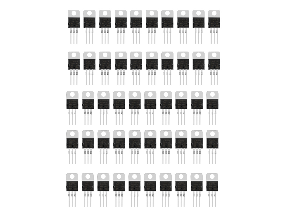 50 Reguladores De Voltaje Positivo Ajustables L7805cv L7805 De 5 V Y 0,5 A