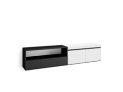 Mueble TV Televisión 200x45x35cm Para TV hasta 80 Con almacenamiento Blanco y negro