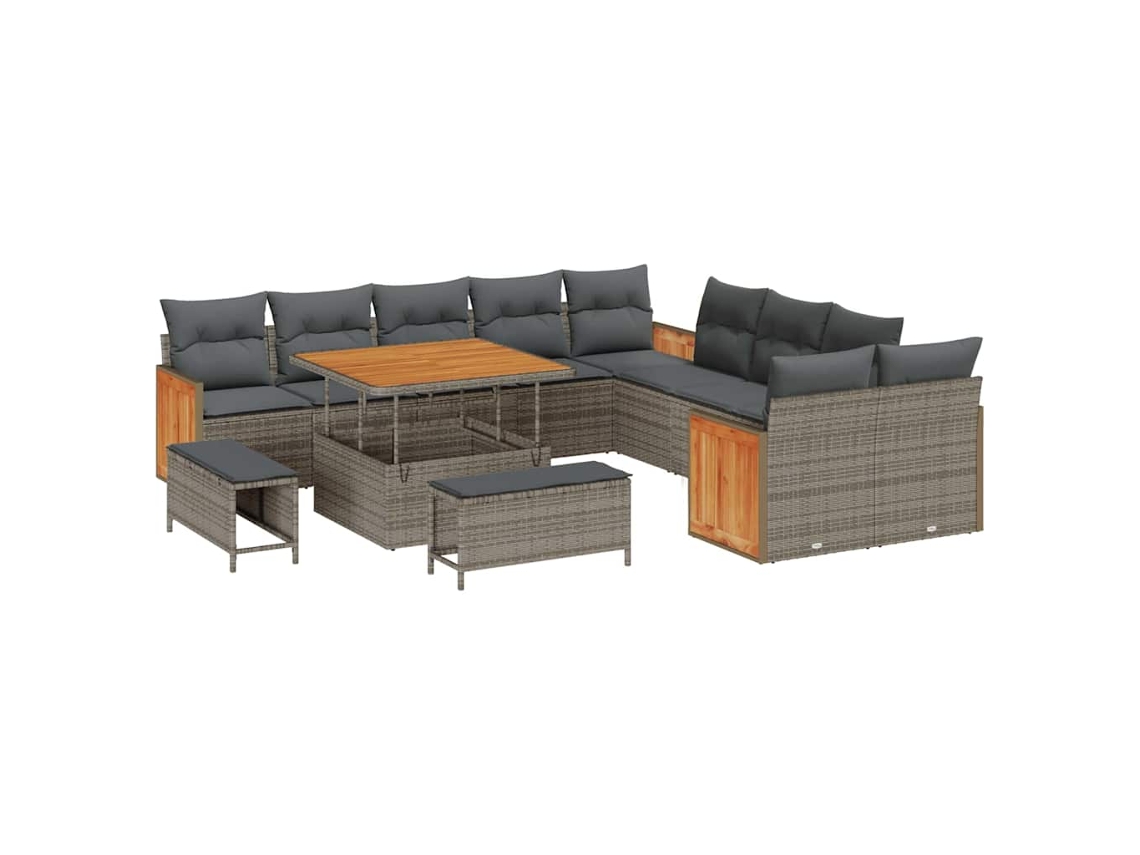 Maison Exclusive - Conjunto De Sofás De Jardín Con Cojín 13 Pcs Gris